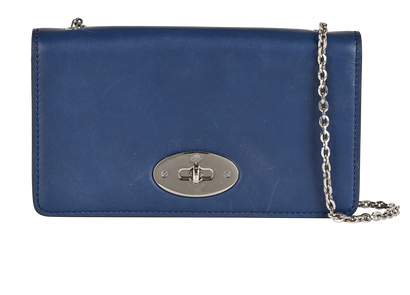 Bayswater Wallet On Chain, &pound;295, Handbags, Blue, Leather, Front view